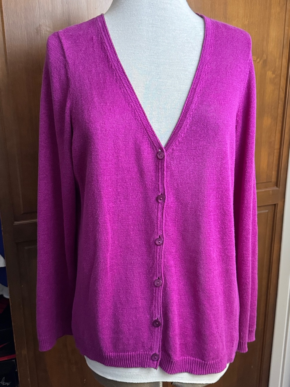 EILEEN FISHER 100% Linen Women's V-Neck Button Cardigan Sweater